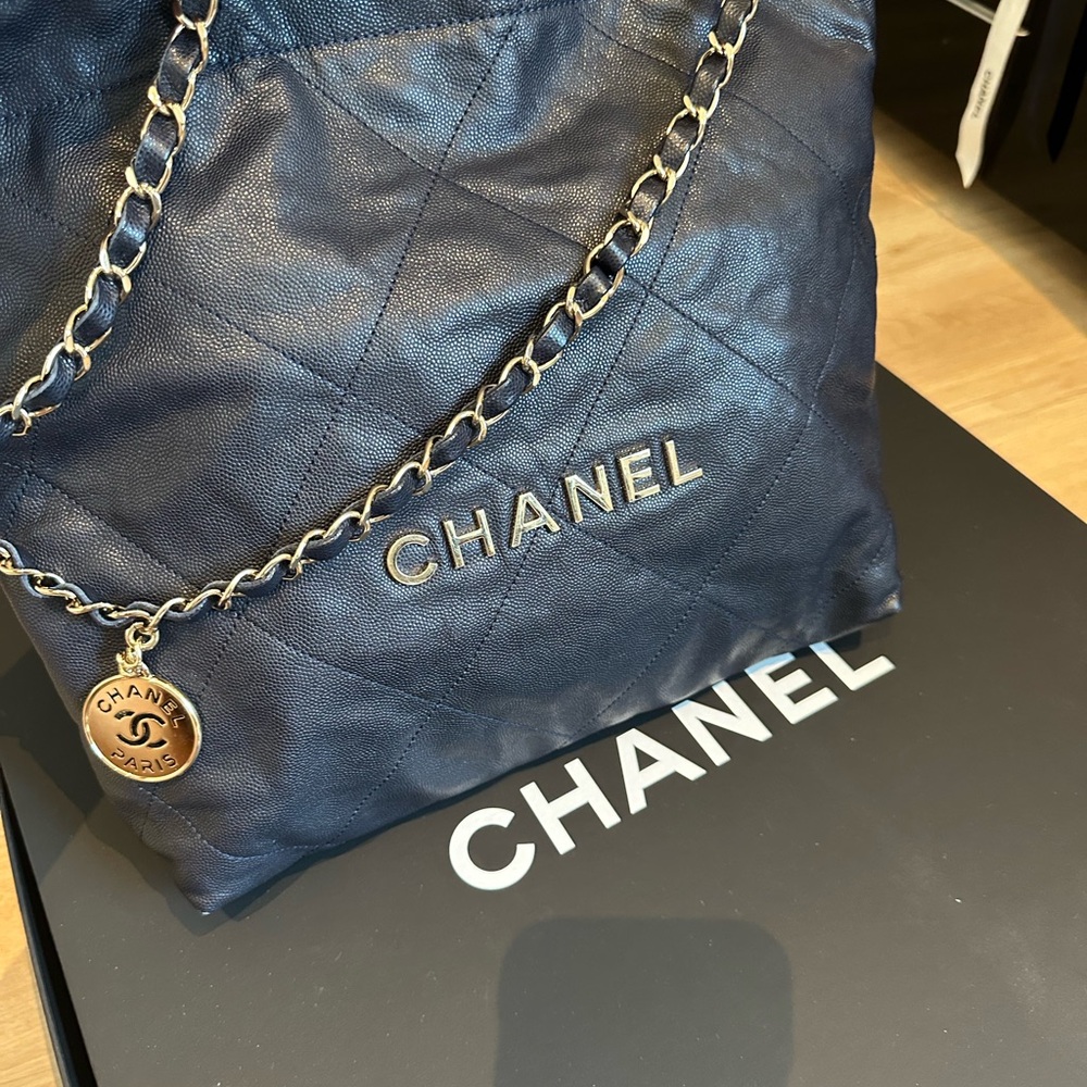 Chanel Dark Blue Quilted Shoulder Bag
